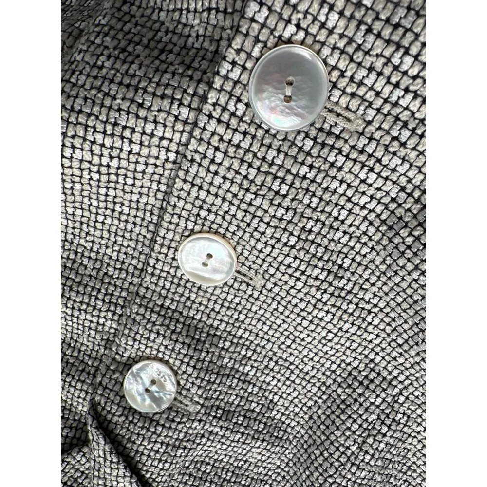 Talbots Tweed Blazer Jacket Womens 10 Black Ivory Rayon Blend Career Office